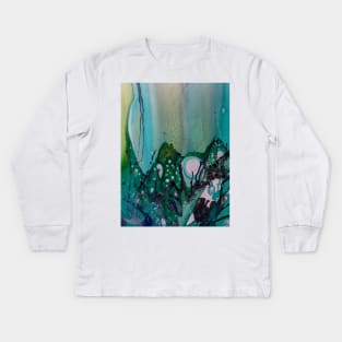 abstract blue and black Kids Long Sleeve T-Shirt